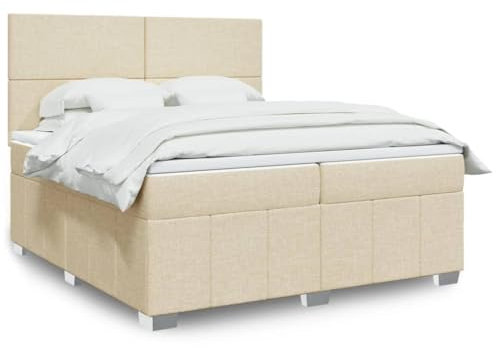 Iiaky Boxspringbett mit Matratze Betten Mit Matratze Schlafzimmer Bett Boxspringbett Mit Matratze Creme 200x200 cm Stoff // 3294073