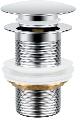 MINISOISO Bonde de Lavabo sans Trop Plein, Pop Up Bonde Lavabo Universel, Bonde Lavabo Salle de Bain Clic Clac Universelle G 1 ¼, pour Cuisines, Bain, Lavabo