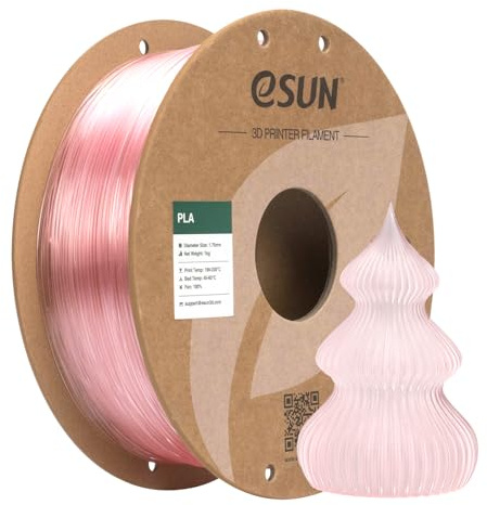 eSUN Klar PLA-Filament 1,75 mm, Genomskinligt 3D-Utskriftsfilament 1KG Spool (2.2 LBS) för 3D-skrivare,Genomskinlig Rosa