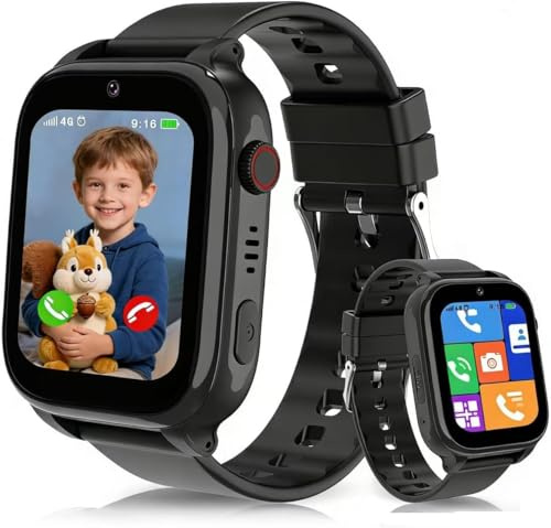 Reloj Inteligente Niño 4G, Smartwatch Niños con GPS y Llamadas, Video/Voz/Chat/WiFi/SOS, Modo Escuela, 7 Juegos, Podómetro, Despertador, Linterna, IP68, Infantil Regalo Ideal de Cumpleaños y Navidad
