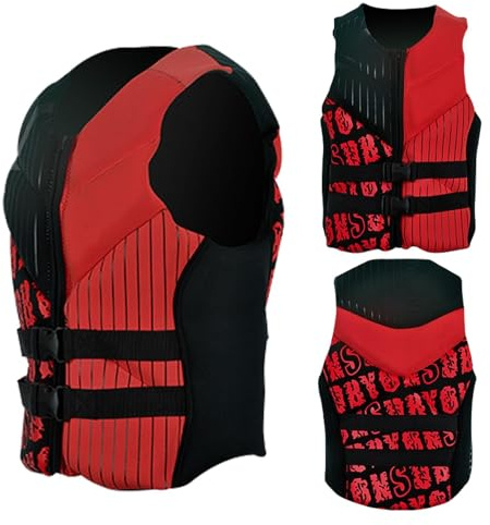 Chaleco de Kayak Unisex Ajustable Alta Flotabilidad Ligero Neopreno Elástico Núcleo EPE para Kayak Natación Surf Deportes Acuáticos(Red,L)