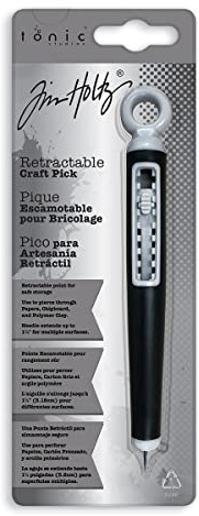 Tonic Studios Tim Holtz Craft Pick Poker - Retractable Punch Tool for Paper Crafting, Scrapbooking, Die Cuts, and Art Supplies - Adjustable Fine Point Tip