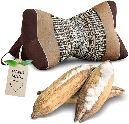 livasia cojín Cervical de Hueso - Ø 15x32cm - Cojín Cervical con Forma de Hueso, Cojín Bordado de sofá, Cojín de Lectura con kapok, para jardín/balcón, Cojín de Viaje Artesano (Marrón)