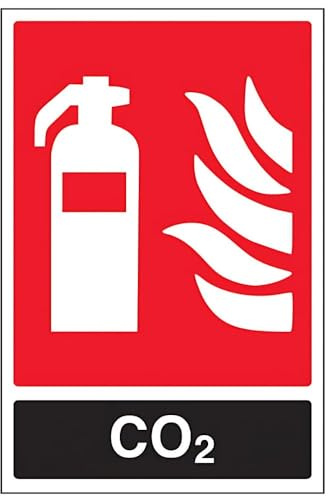 vsafety 11030 an-r Feuerlöscher Schild, CO2 ID, starrer Kunststoff, Hochformat, 150 mm x 200 mm x 200 mm, schwarz/rot