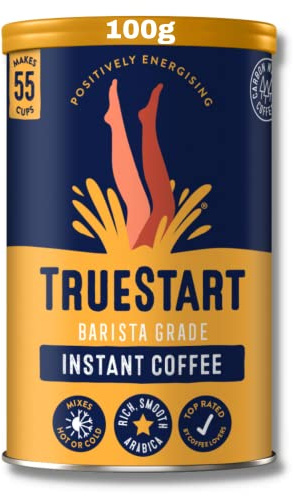 TrueStart Instant Coffee – Barista Grade Smooth Original, Medium Roast, Full Flavour Premium Freeze Dried - 100% Colombian Arabica - Mycotoxin-Free & Antioxidant Rich Coffee - 100g, 1 Pack, 55 Cups
