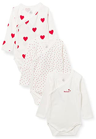 Petit Bateau A00AZ, Body de Manga Larga para Recién Nacido Bebé-Niñas (Pack de 3), Variante 1, 0-3 meses