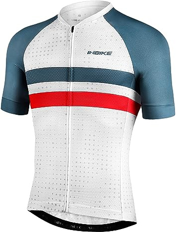 INBIKE Maillot Ciclismo Hombre Verano Camisetas Bicicleta Montaña Ropa MTB Transpirable con Bosillos Equipación de Ciclista Traje Bici Blanco JS010 L