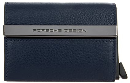 Bric's Porsche Design X Secrid Unisex-Kartenhalter aus Leder mit RFID- und NFC-Schutz, Pop-Up für 4 Karten, Banknotenfach, Größe: 6,5cm x 9,5cm x 2cm, Blau