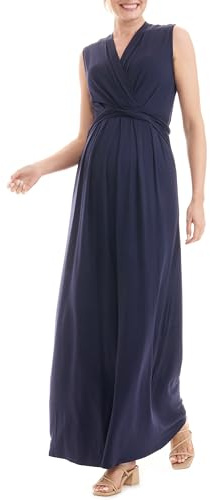 Herzmutter Abito Lungo per la maternità e la Gravidanza - vestivo per L'Allattamento - Maxi Abito Estivo - Festivo - Abiti da Donna per la maternità - Allattamento - 6900 (M, Blu Scuro)