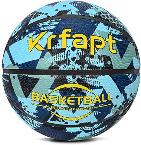 Krfapt Balón de baloncesto para niños, tamaño 5 y 3, tamaño 7, mini pelota suave con superficie de agarre, ideal para la escuela y entrenamiento (exterior/interior) (azul, 5)