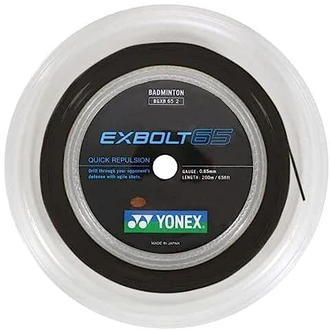 Yonex Exbolt 65 Badminton-Saite, 200 m Rolle, Schwarz