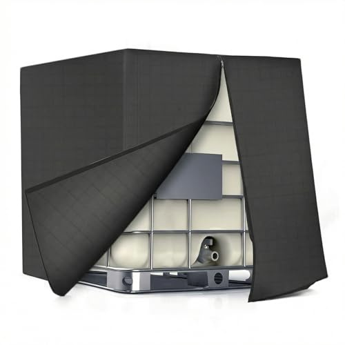 QWORK® Copertura protettiva IBC, antigelo, per serbatoio IBC da 1000 litri, 120 * 100 * 116 cm, nera, mantiene caldo, impermeabile