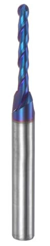 sourcing map Ball Nose End Mill CNC Router Bit, 1/16 Radius 1/4 Shank Solid Carbide Nano Coated Upcut Spiral 2 Flutes Cutter Milling Tool, 1/8 Dia 2-1/2 Total Length
