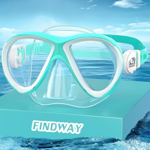 Findway Maschera da snorkeling per bambini, occhialini da nuoto per bambini con copertura per il naso per 4-14 anni, ragazzi e ragazze, comoda vestibilità, impermeabile, nessuna perdita, maschere