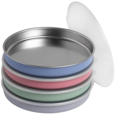 Elk and Friends Kids/Toddler 7.8 Stainless Steel Plates + Lids | 4pk