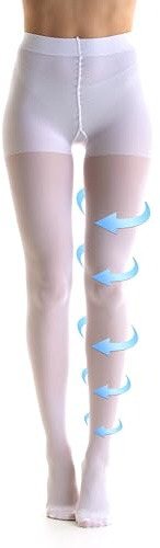 Kompressionsstrumpbyxor för Damer, Tights 140 DEN 18-21 MMHG CLASS 1, Shape Socks For Women MICRO MATTFIBER, (VIT, S)