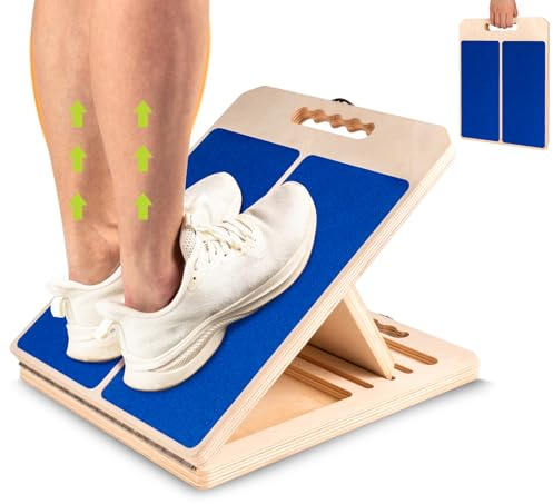 Slant Board for Calf Stretching, Adjustable Portable Wooden Incline Board for Calf Stretcher with Training Poster, 300 Lbs Weight Capacity Calf Stretch Wedge for Leg, Knees, Heel, Ankle & Stretching