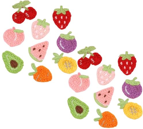 Mjzzh 18 - Stücke Obst - Form Stick - Aufbügler Set, Handgemachte Häkel - Stick - Patches, DIY - Dekoration für Kleidung & Taschen, Heißklebend & Nähen