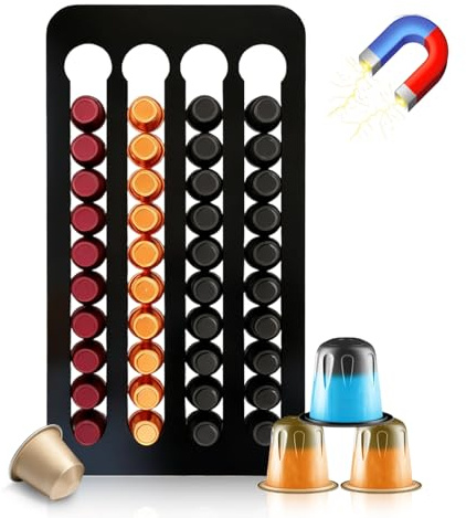 Soporte para cápsulas compatible con Nespresso original, dispensador de cápsulas, magnético, sin agujeros, organizador de cápsulas, soporte para cápsulas de café, soporte para 40 cápsulas de café
