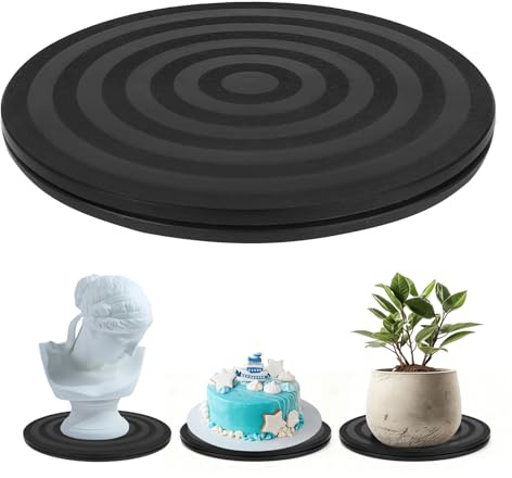 Piatto girevole universale, piatto girevole a 360° per torte ed elettronica, antiscivolo, nero