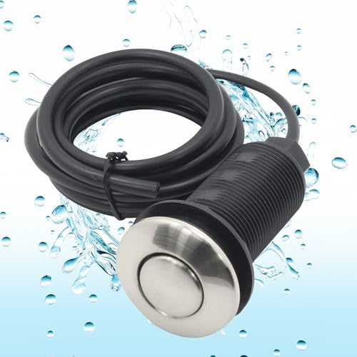 Tomotato Basura Eliminación Aire Interruptor Botón, Interruptor de Aire del Fregadero de 32 mm Interruptors de Botón con Manguera para Triturador de Basura y Bañera