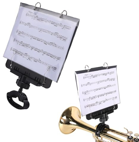 Goshyda Trompette Lyre, Lyre de Marche Réglable pour Trompette avec Dossier Rabattable, 5 Pochettes de Recharge