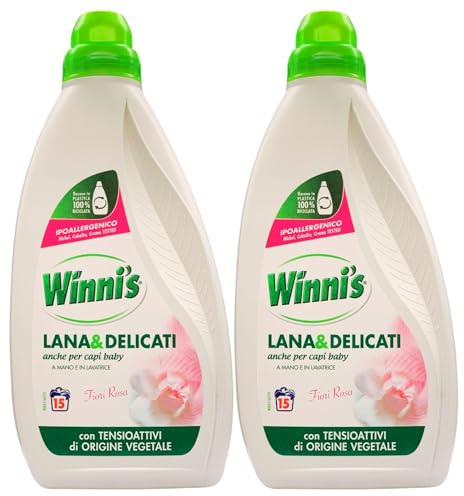 2x Detersivo Per Bucato a Mano e Lavatrice LANA & DELICATI Anche Per Capi Baby, FIORI ROSA. Ipoallergenico, Con Tensioattivi Di Origine Vegetale 750ml