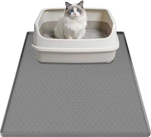 Cat Litter Mat, Large 80x56cm Litter Tray Mat, Waterproof Silicone Cat Litter Tray Mat, Easy to Clean, Non-Slip, Odorless Litter Mat, with Raised Edges Cats Feeding Mat