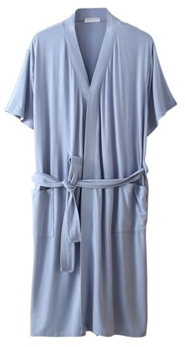 UUNBS Bata kimono de modal para mujer Bata de baño ligera de manga corta para dormir Ropa de estar por casa suave para el verano