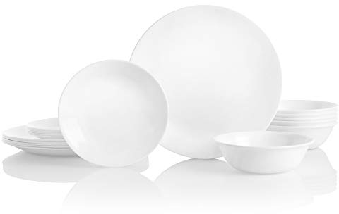 Corelle 18-Piece Dinner Set, Winter Frost White Service for 6, Chip Resistant Dinnerware, Includes 26cm Dinner Plates, 17cm Salad/Side Plates and 530ml Soup/Cereal Bowls 18-Piece Dinnerware Set