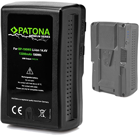 PATONA Premium V-Mount - Ersatz für Akku Sony BP-190WS (13200mAh) - BP-GL65 BP-GL65A BP-GL95 BP-GL95A BP-190S BP-C190S zu z. B. HDW-800P PDW-850 DSR-250P DSR-600P DSR-650P usw.
