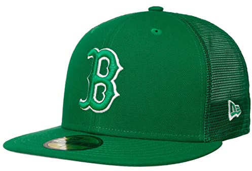 New Era 59Fifty MLB22 ST Pats Red Sox Cap Fitted Truckercap Meshcap Trucker Flat Brim Boston Damen/Herren - Hinten geschlossen, mit Schirm Sommer Frühling-Sommer - 7 1/2 (59,6 cm) grün