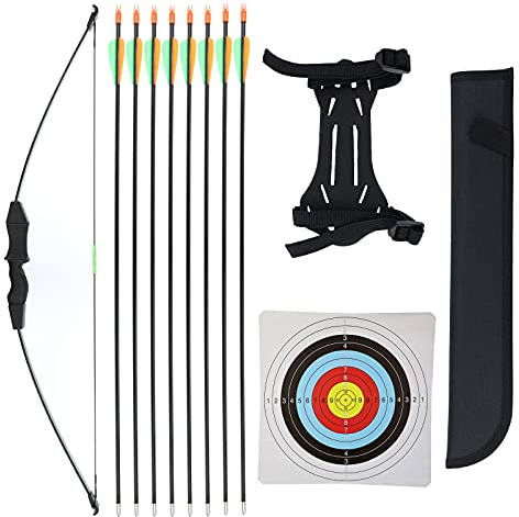 BSW-Flitzebogen Youth Pfeil und Bogen Set 10-20 lbs Jugend- Kinderbogen mit 8 Pfeilen, Zielscheibe, Köcher und Armschutz - Bogenschießen Set für Kinder und Jugendliche