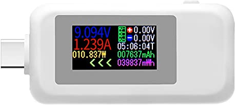 WANGCL Typ-C bidirektionales Messgerät, digital, Spannungsprüfer, Strommesser, Kapazitätsprüfer, Testgerät für Samsung, QC2.0, QC3.0, PD, Weiß