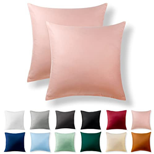 Alreya 2er-Set Renforcé Kissenbezug 60 x 60 cm - 100% Baumwolle mit Reißverschluss, Superweicher Kopfkissenbezug 60x60, Kissenhülle, Baby Pink Babyrosa, nur Kissenbezug