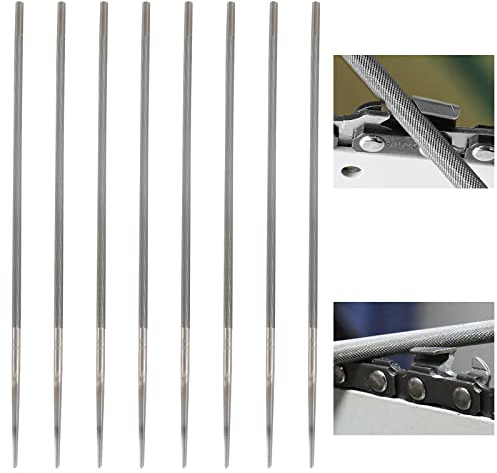 8 Stück Rundfeilen für Kettensägen Rundfeile 4,8 mm Feile für Kettensäge 3/8, Feilbock für Kettensäge Feilenset Sägeketten Kettenfeile Feilen zum Instandsetzen und Schärfen Sägeketten