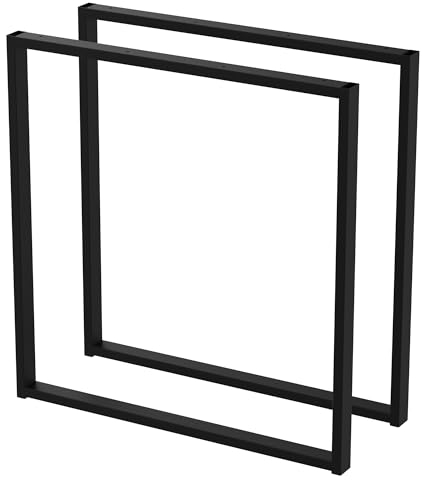 BK Styl 2 Stück Tischbeine aus Metall U-Form | Tischgestell aus 40x20mm Profilen | Tischkufen Tischfüße Möbelbeine für Schreibtische & Esstische I Stahl Pulverbeschichtet (700x720mm Black)