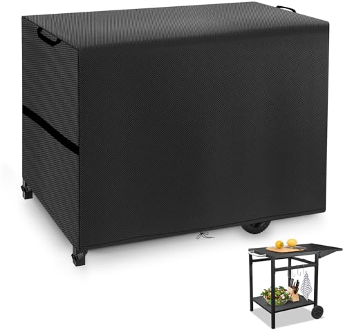 Abdeckung für Servierwagen Wasserdicht, Schutzhülle für Trolley Plancha Winddicht, Abdeckhaube Servierwagen mit Kordelzug und Tragegriff, 420D Oxford-Stoff (100 * 60 * 90cm,Schwarz)