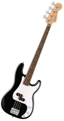 Squier by Fender Debut Collection Precision Bass Gitarre, Laurel Griffbrett, Weißes Schlagbrett, Schwarz
