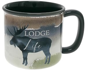 Pavilion Gift Company - Lodge Life - Moose - 17 Oz Coffee Mug Tea Cup Woodland Hiking Camping Cabin Woods Lodge Gift Outdoorsy Present