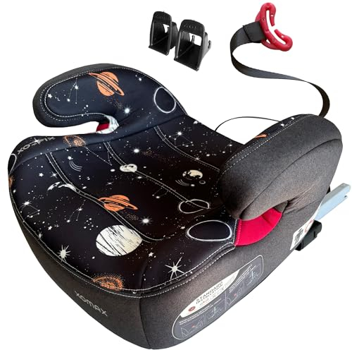 XOMAX XL-313 Kindersitz mit ISOFIX und Gurtfuhrung I mitwachsend 15-36 kg, ca. 6-12 Jahre, Korpergroße von 125–150 cm, Gruppe 2/3 I Bezug abnehmbar und waschbar I ECE R129 I Weltall