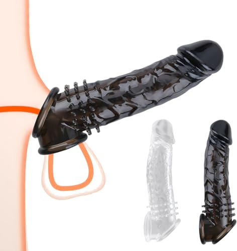 Guaina Fallica in Silicone, Guaina Pene Set Sex Toys, Pénile Ingrandimento Estensore, Pene Estende le Dimensioni, Trasparente Preservativo Riutilizzabile, Ritardo Giocattoli del Sesso per Uomo
