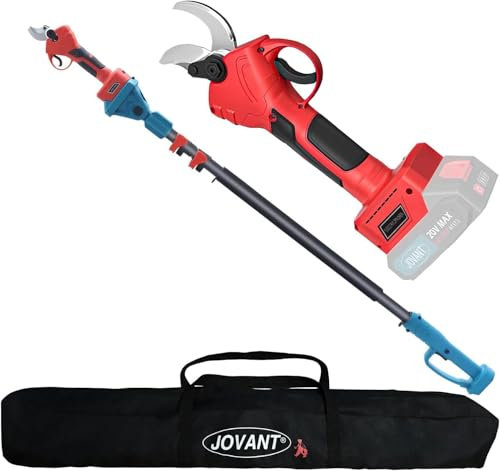 Jovant 2-in-1 Cordless Electric Scissors, Electric Pruning Shears with Pole, 20V Pole Pruners, Powered Pole Branch Cutter, 1.2 Electric Pruning Shears, 15ft Reach Pole Gardening Shears (No Battery)