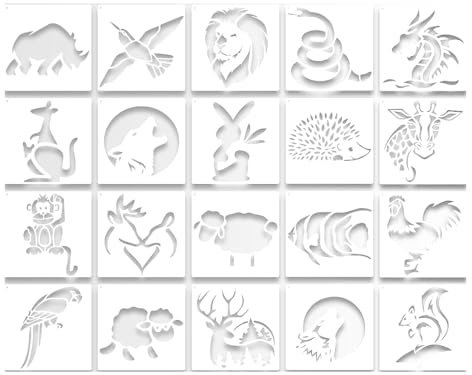 CZAKOMIX Pittura Stencil Animale, Stencil a Forma di Animale, Modelli Pittura Animali Stencils,Stencils per Pittur Riutilizzabili, per Pittura, Tela, Creazione di Biglietti per Scrapbooking, Fai Da Te