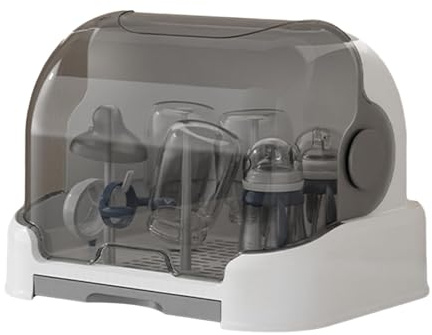 Soporte para biberones | Estante de secado de biberones con tapa + soporte, caja de almacenamiento para biberones con escurridor, caja de almacenamiento de biberones de lactancia de gran capacidad