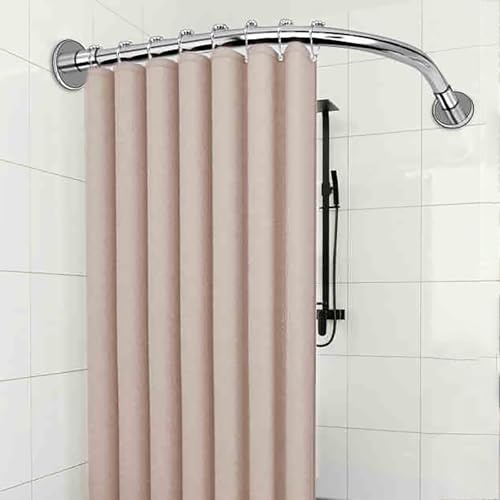 APHTOCF Bastone Tenda Doccia Angolare Senza Foratura 70-95 X 90-130cm, Asta per Tenda da Doccia A Curva Telescopica, Bastoni per Tende A Forma di L, 304 Acciaio Inox, Argento