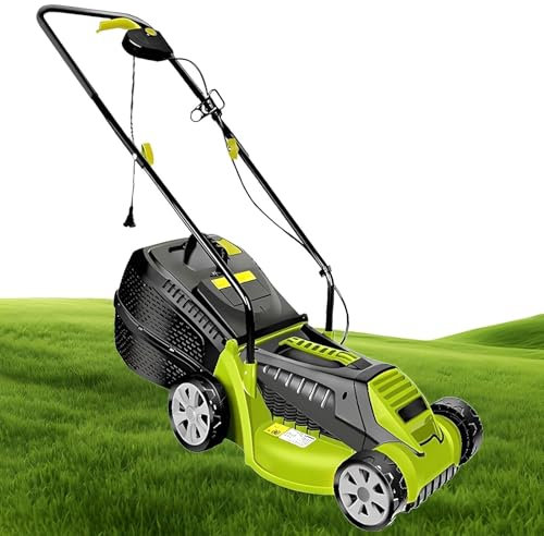 Spazzatrice for prato a spinta da 13 pollici, decespugliatore elettrico con cavo, ruote in gomma resistenti e altezza di taglio regolabile, tosaerba leggero a spinta, for giardino, prato