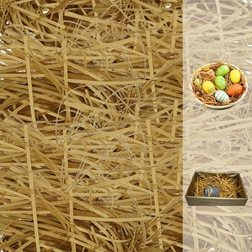 400g Natural Shredded Grass, Happy Easter DIY Gift Hampers Filling Egg Hunt Decoration, Gift Packaging Crinkle Paper Basket Fillers DIY Craft Supplies