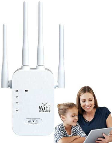 Amplificador de señal Extensor WiFi - Amplificador de señal Extensor WiFi, | Extensor WiFi de 1200 Mbps, enrutador de Red de 4 Puertos, Banda 5 GHz/2,4 GHz, configuración rápida, Cobertura más Am