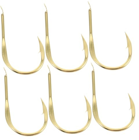 Toyvian 20 Anzuelos para Señuelos de Pesca con Púas en Cobre Dorado, Diseño Versátil y Resistente para Pesca en Agua Dulce y Salada
